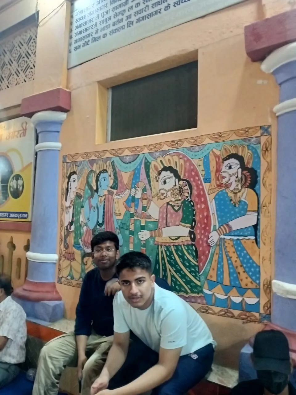 picture of us in arati in the bank of ganga sagar